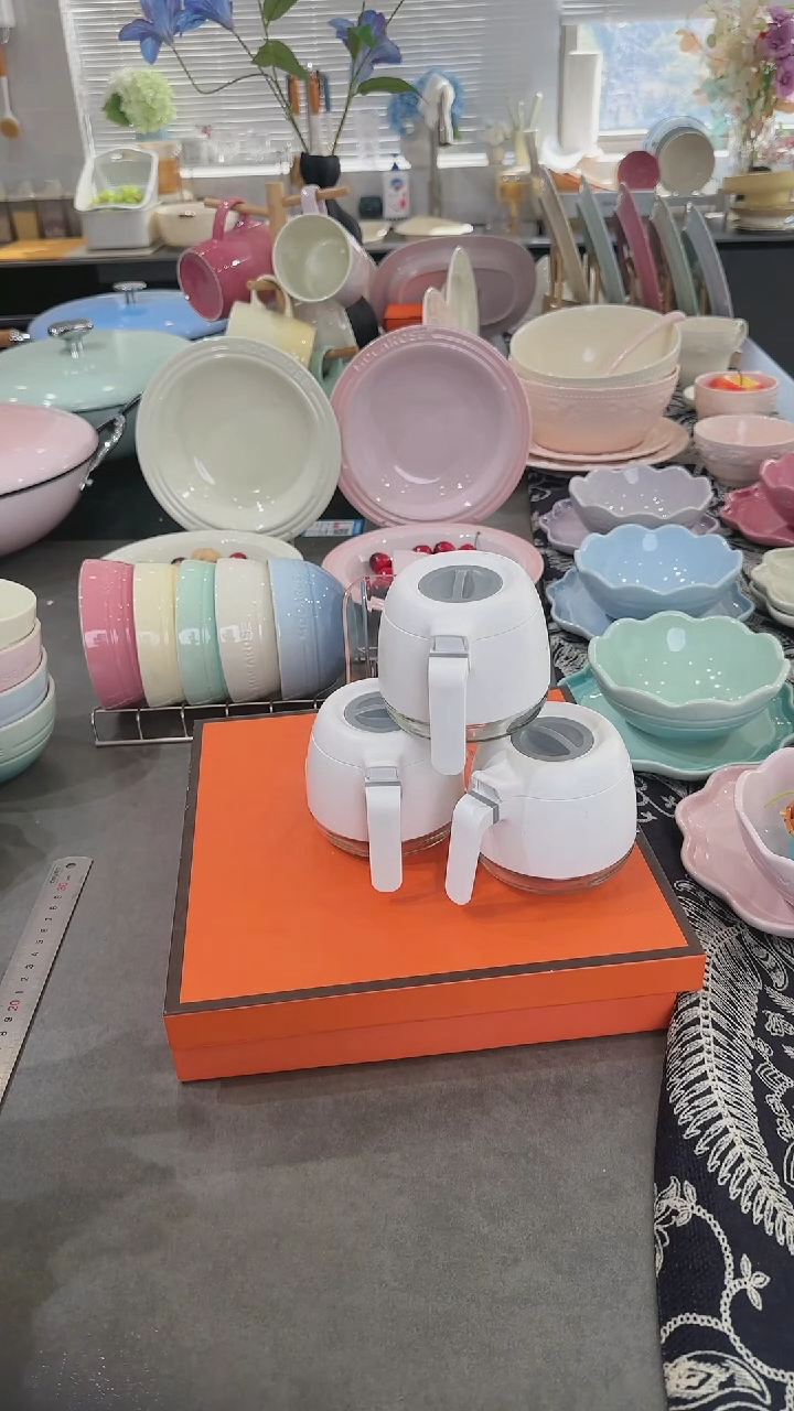 【闪购商品】瓷奶油白3个装玻璃调味罐