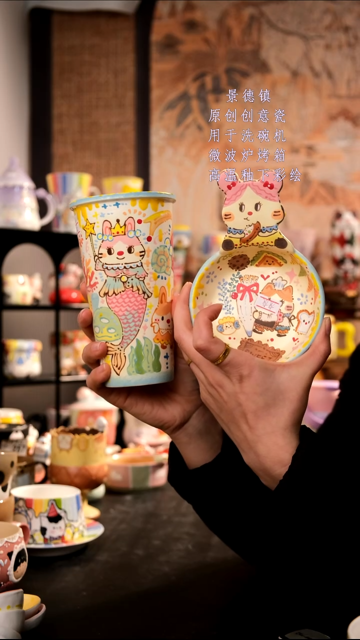 摆件陶眸*灰旺的可以陶瓷手工手绘设计师款