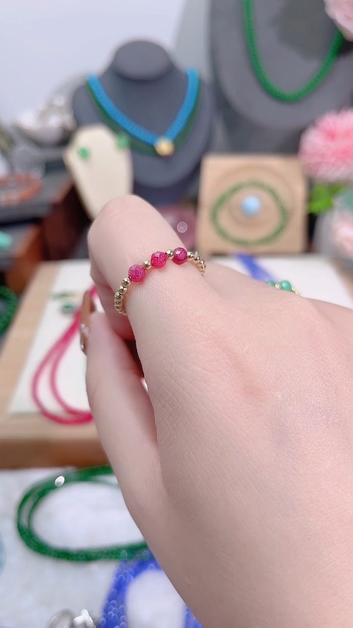 戒指彩色蓝宝石14K金镶嵌三生三世39.9