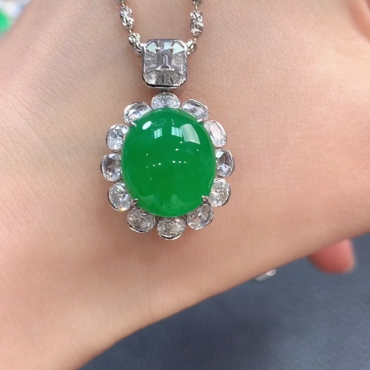 翡翠吊坠(不含链)18K金镶嵌m1 定金50000