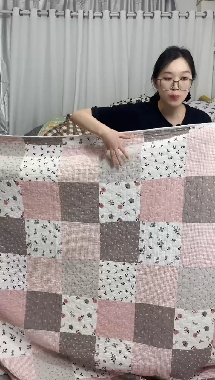 棉200*230粉灰格子