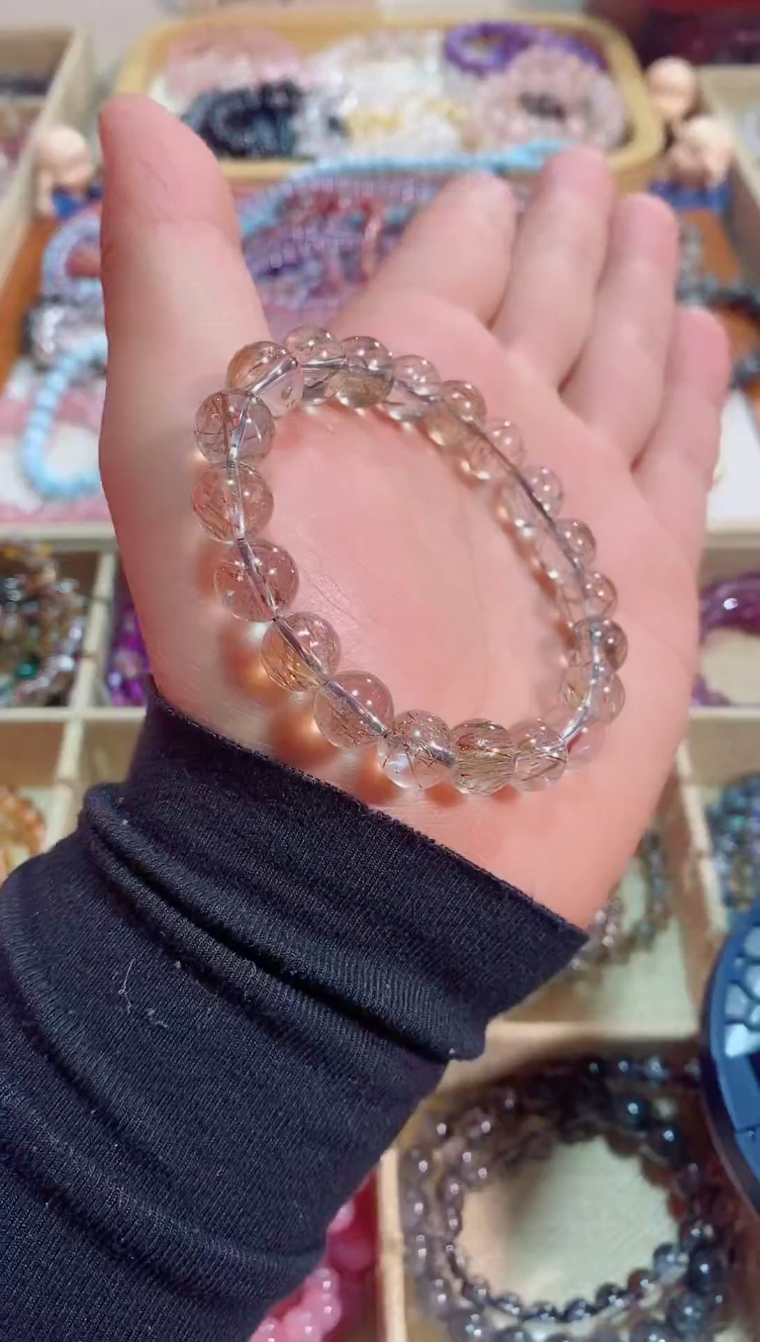 【闪购商品】水晶手链未镶嵌黑金超七10m+（多样性发其一）