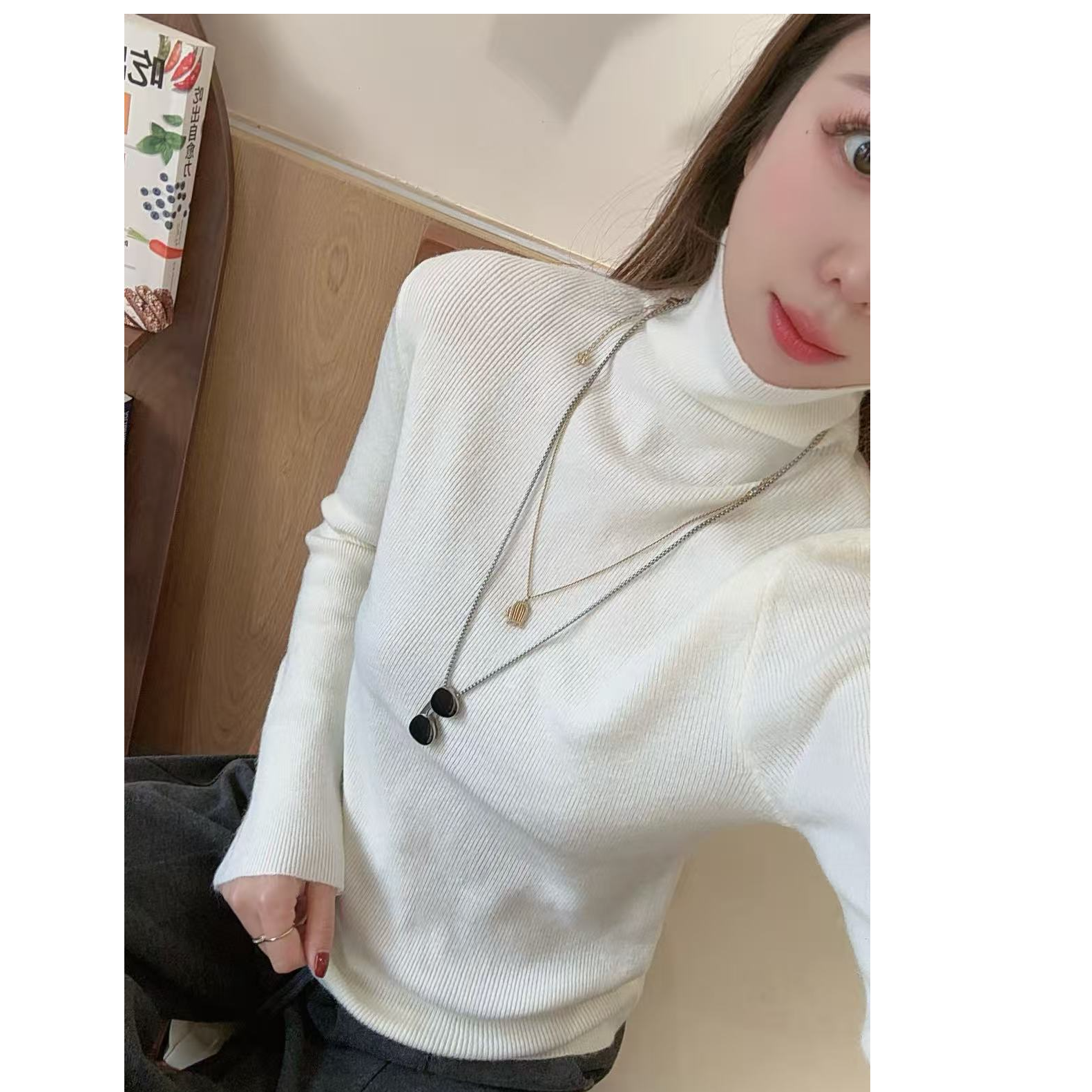 BXB【欧若风多巴胺毛衣】无缝高龄堆堆领修身弹力针织衫气质百搭