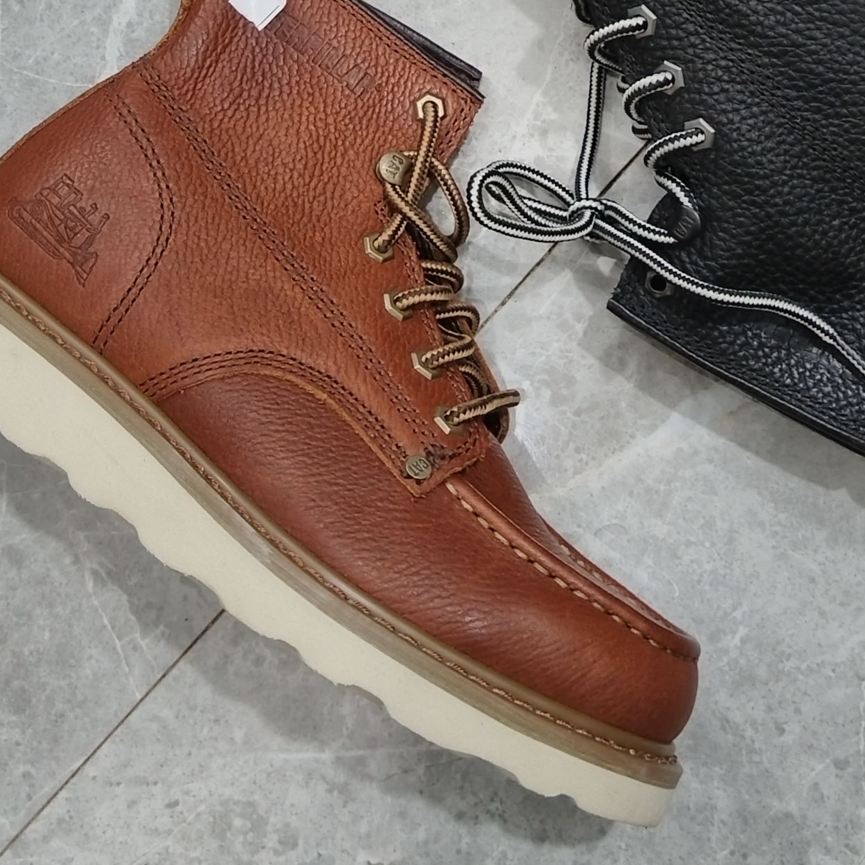 875款皮鞋码固特异工艺马克头棕色黑色高帮鞋
