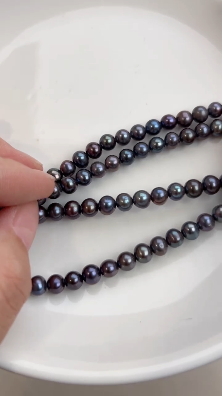 未镶嵌90淡水珍珠炫彩*强光5mm+正圆项链