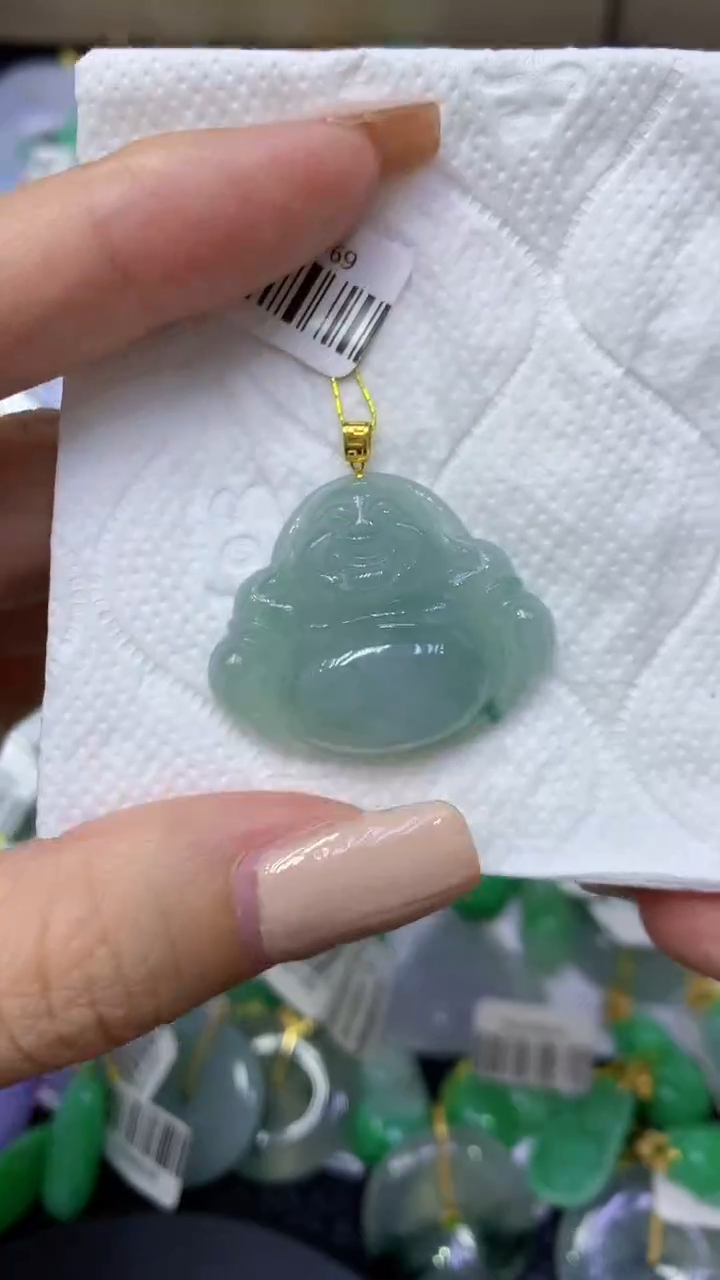 颈饰18K金镶嵌翡翠天然缅甸翡翠A货