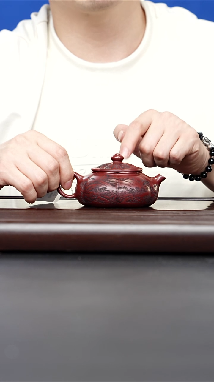 茶壶紫砂宜兴紫砂 筋纹寒江龙血砂 周昌荣 105