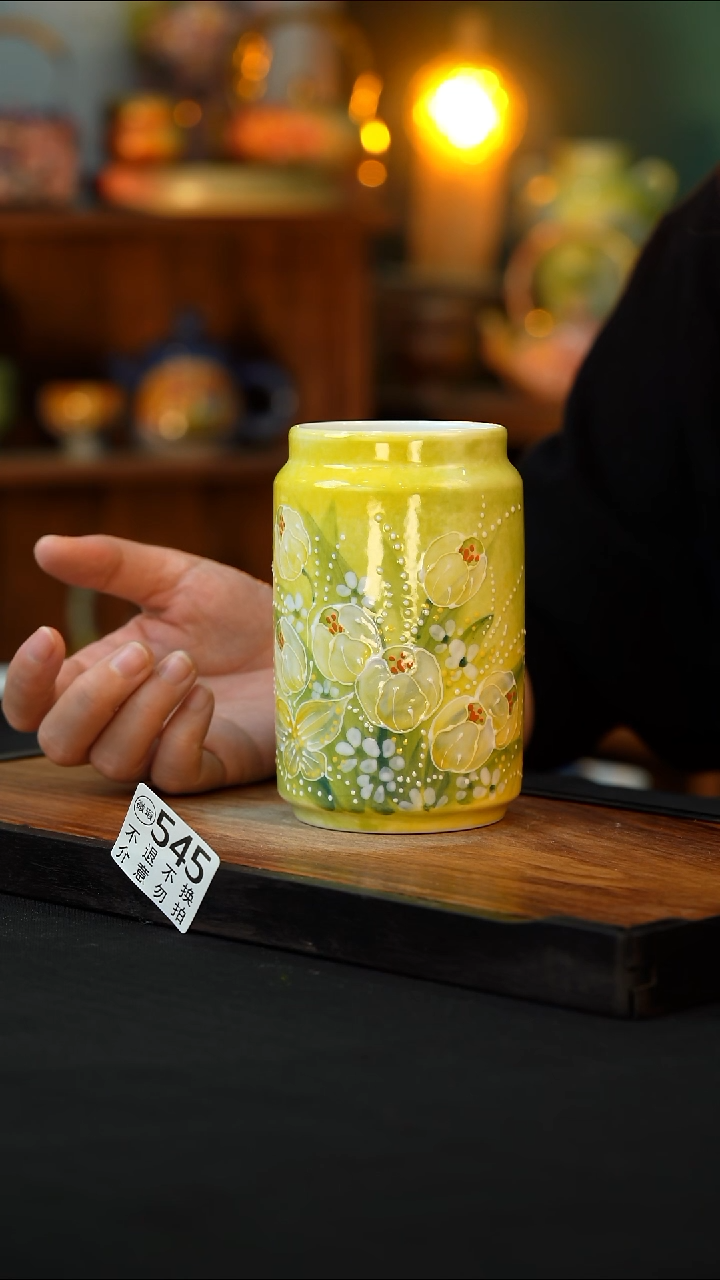 杯手绘心瓷陶瓷浮力微瑕介意勿拍