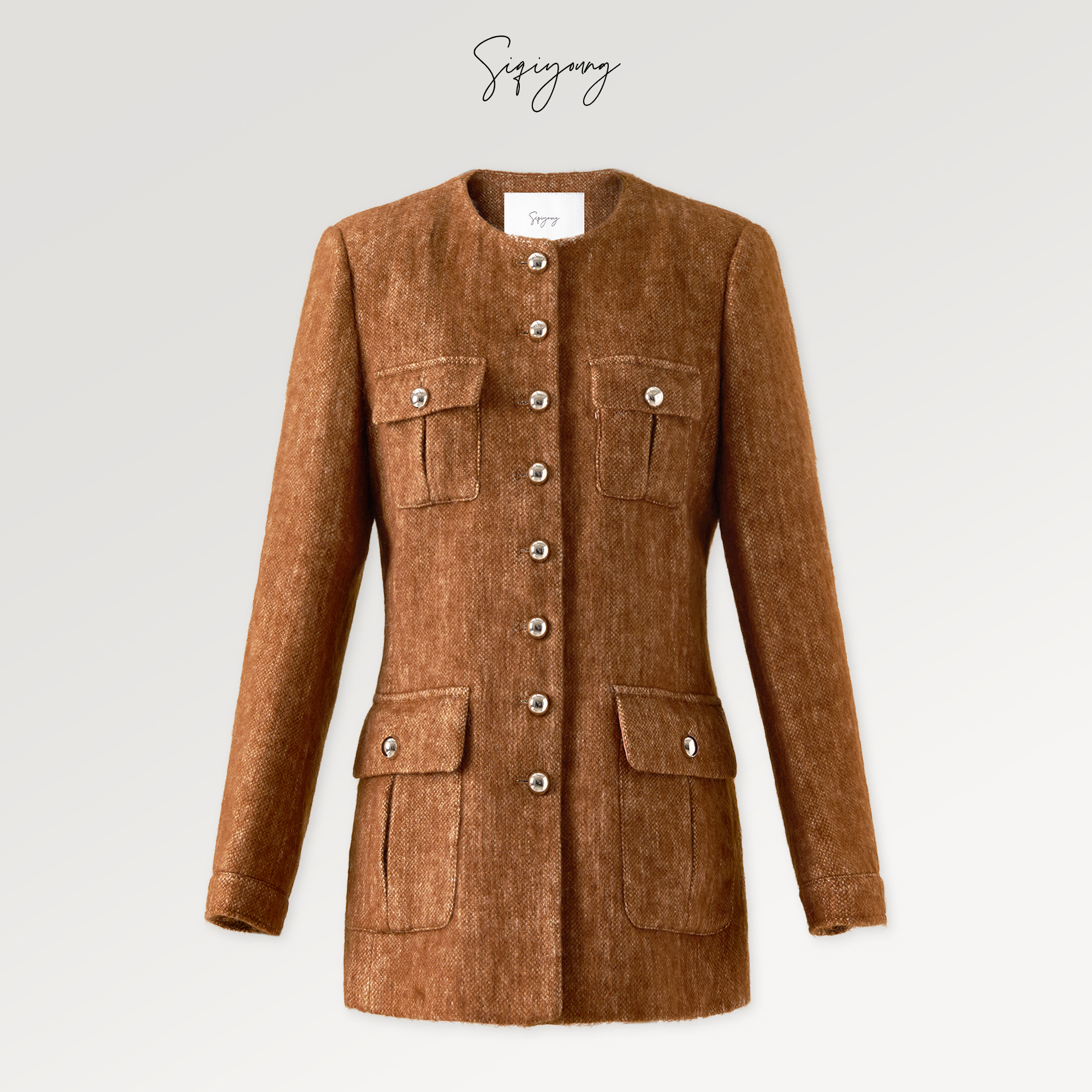 SIQIYOUNG 泰晤士河-羊毛混纺质感白鹅绒收腰外套