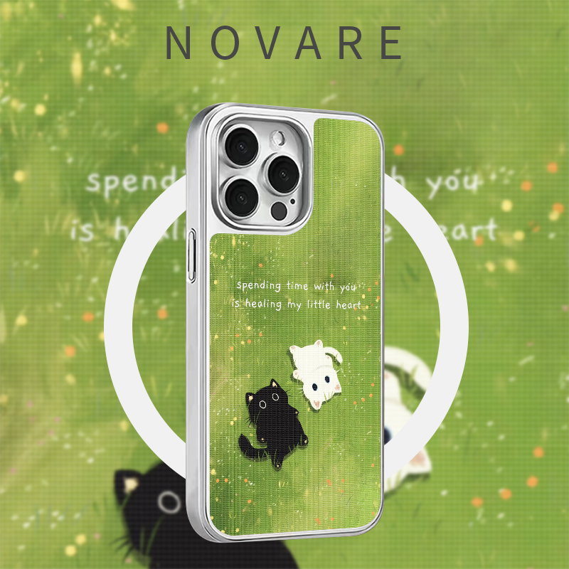 猫猫相伴磨砂全包磁吸电镀壳ins适用于苹果17promax小众防摔16