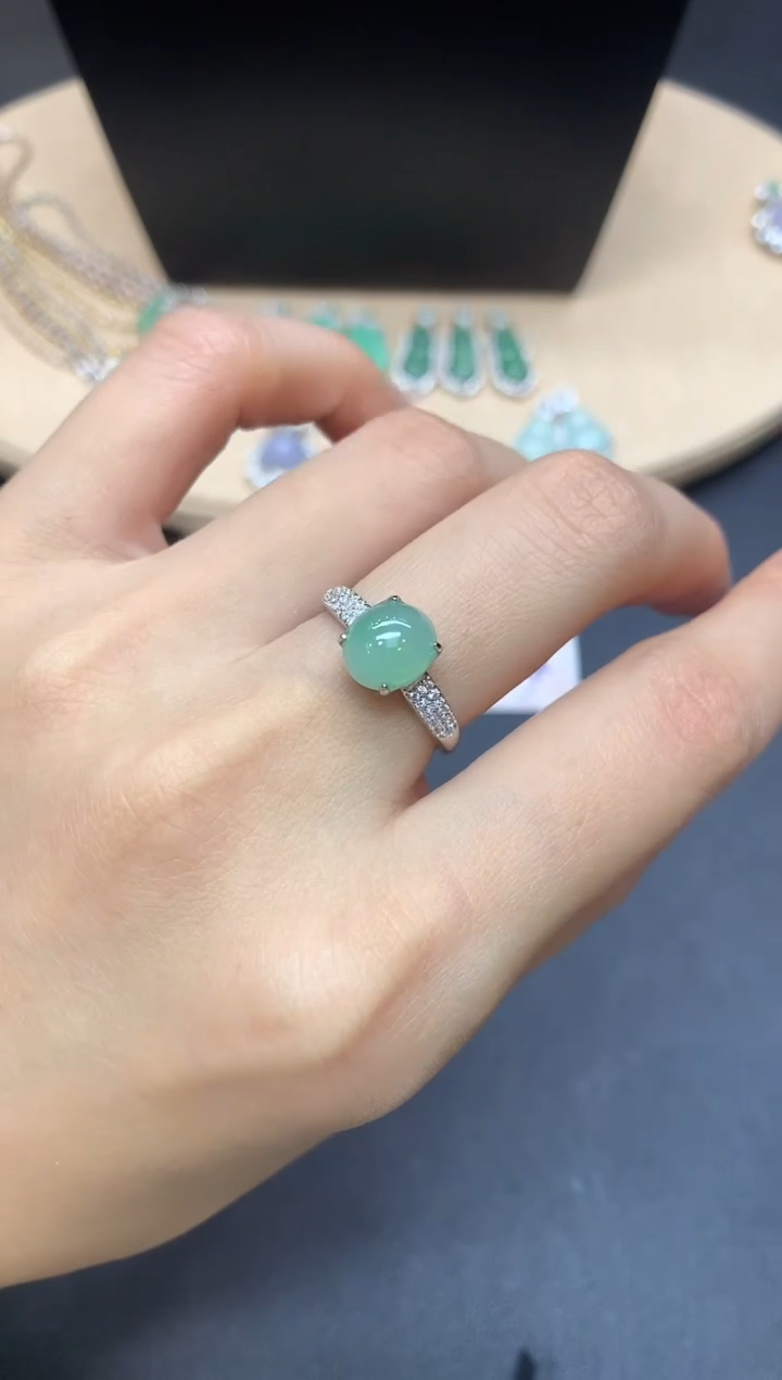 【闪购商品】翡翠戒指银S925镶嵌蛋面【无服务费】