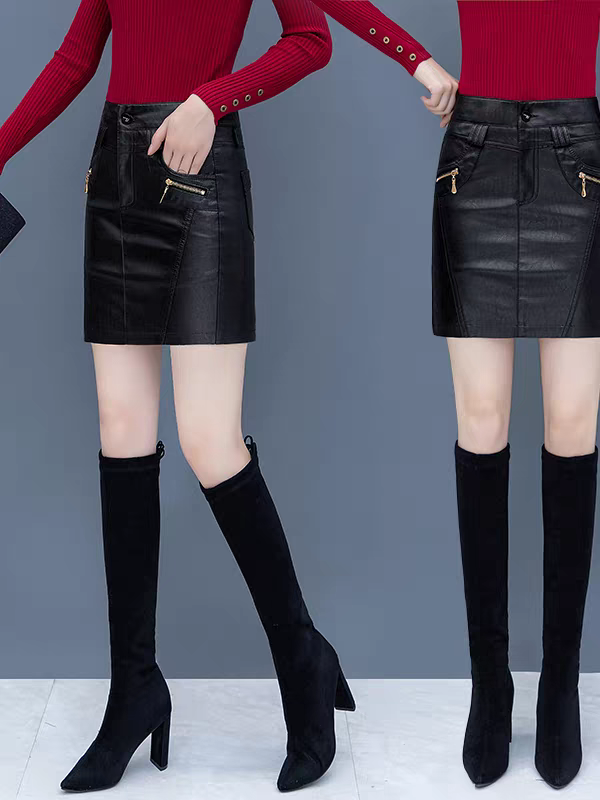 【黎诗梵】8638款时尚冬季新款高腰显瘦一步包臀A字半身短裙约36