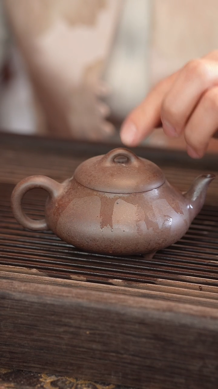 茶壶紫砂汉棠石瓢 还原烧 半手工 170cc 【宽口】
