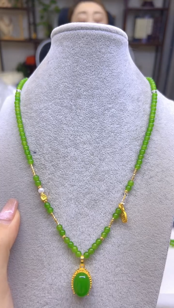 和田玉（碧玉）未镶嵌颈饰DIY款X700