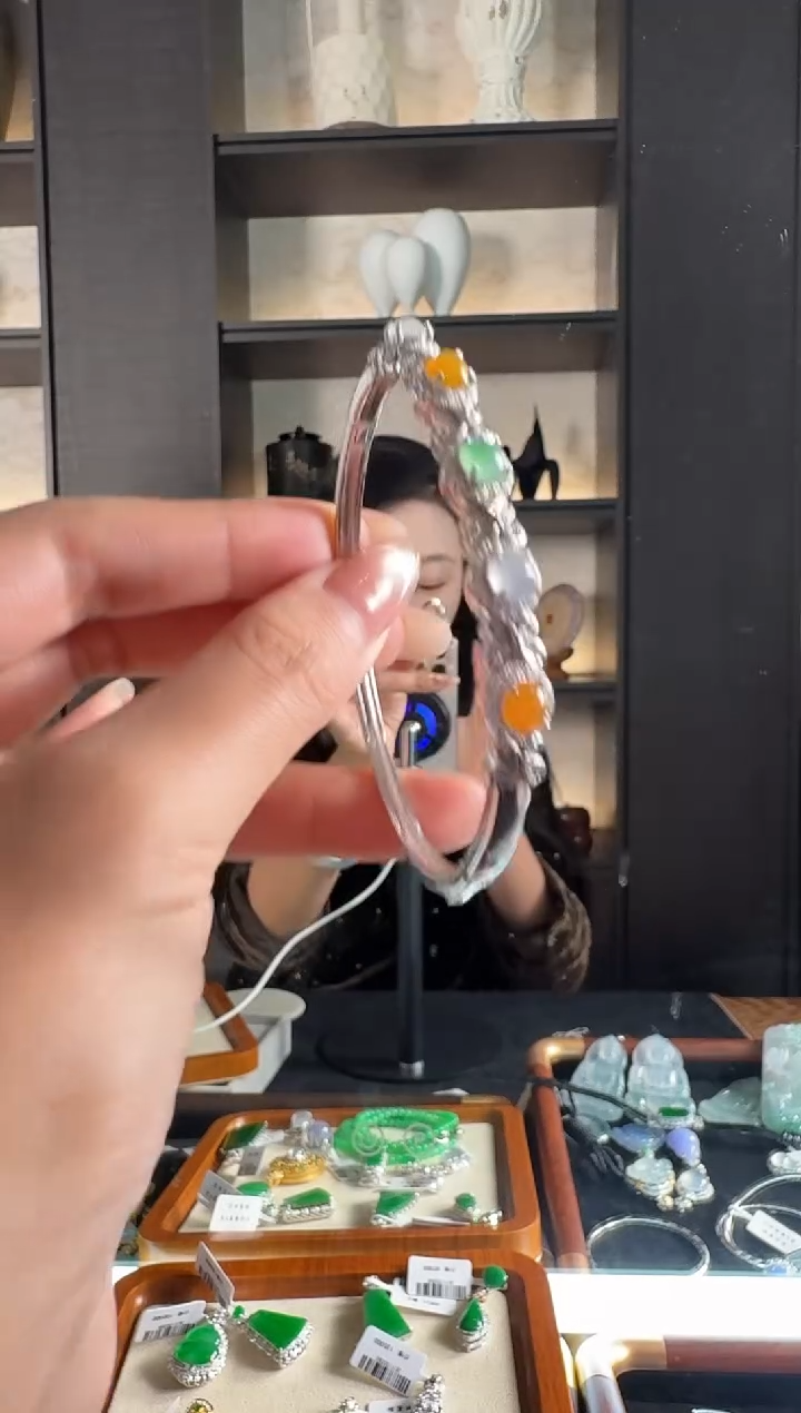 银S925镶嵌手镯翡翠28