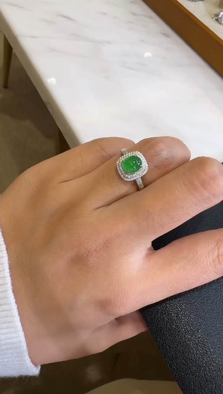 【闪购商品】翡翠戒指18K金镶嵌【源头工厂】钻石镶嵌