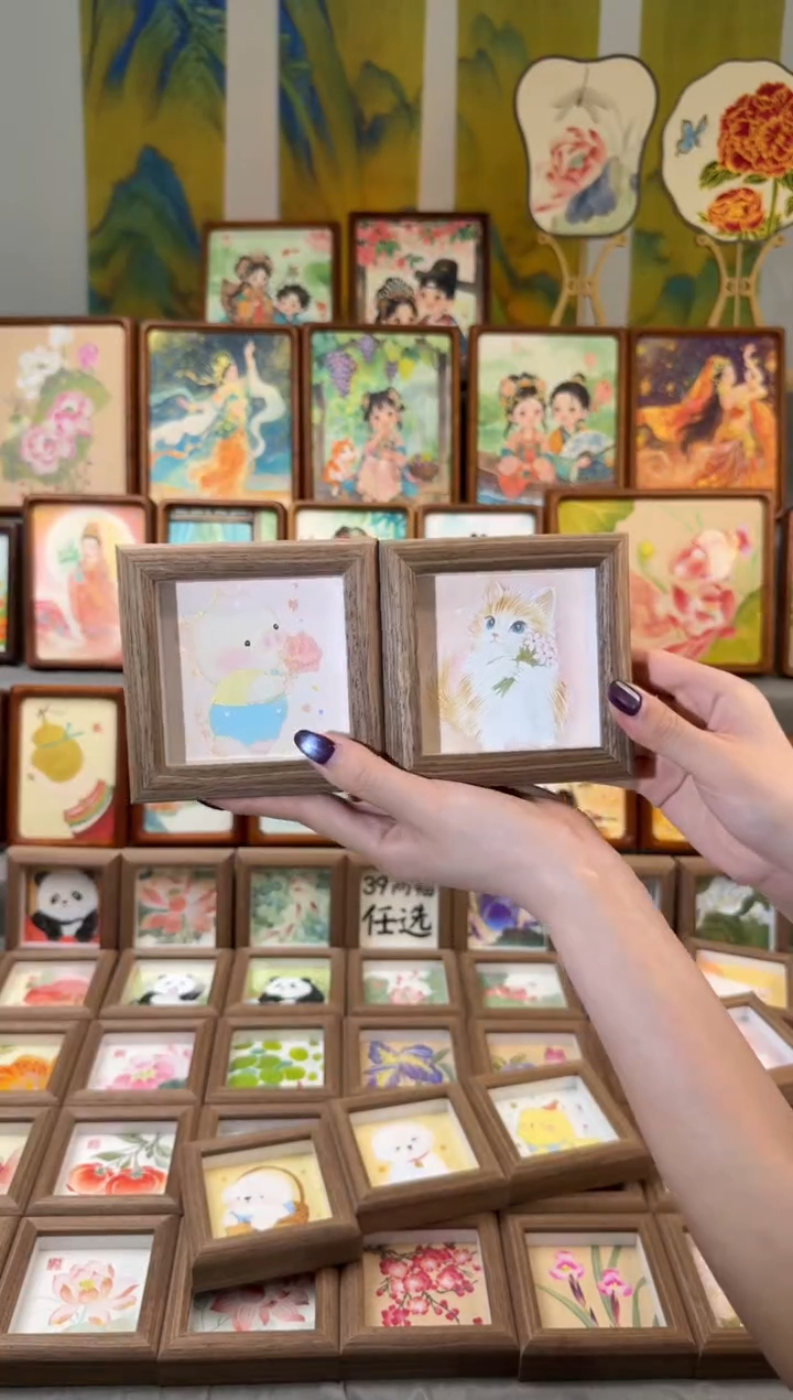 国画小粉竹 小粉猫 一组11