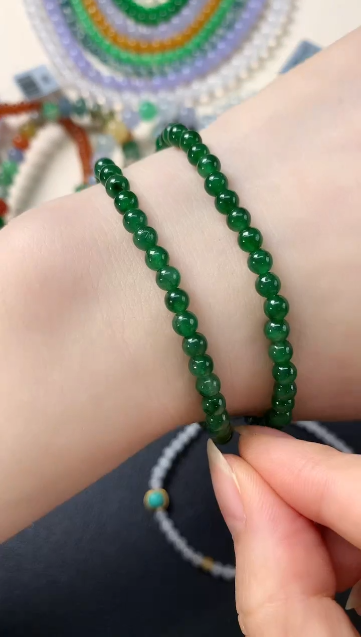 未镶嵌手串翡翠多样性发其一E268|3800