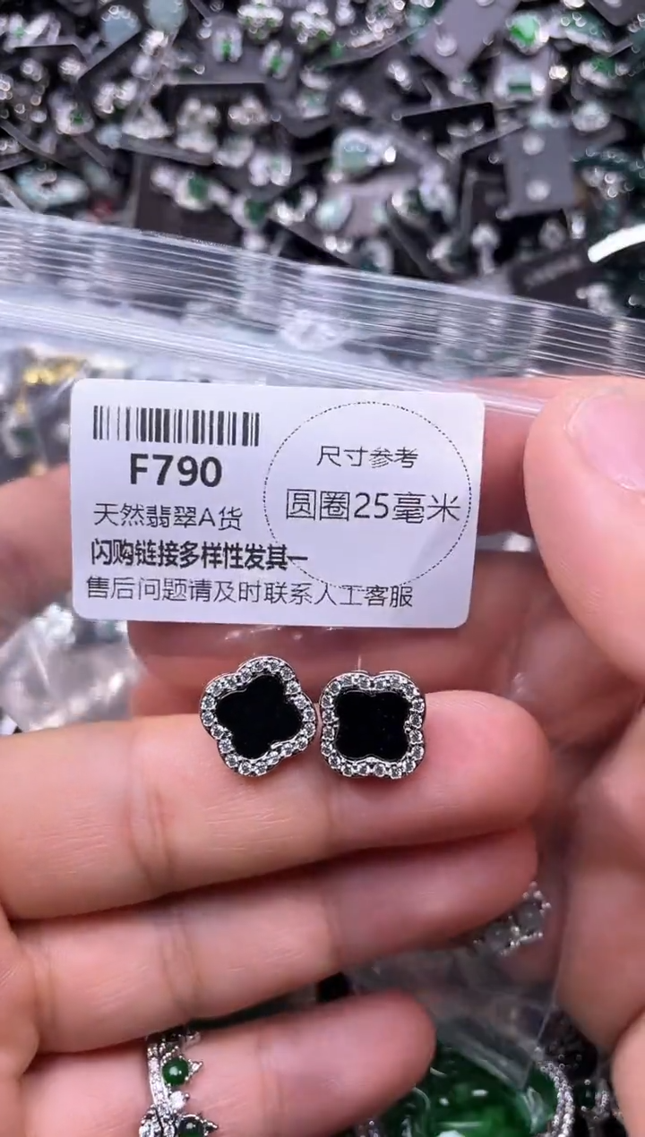 翡翠未镶嵌颈饰F790耳钉
