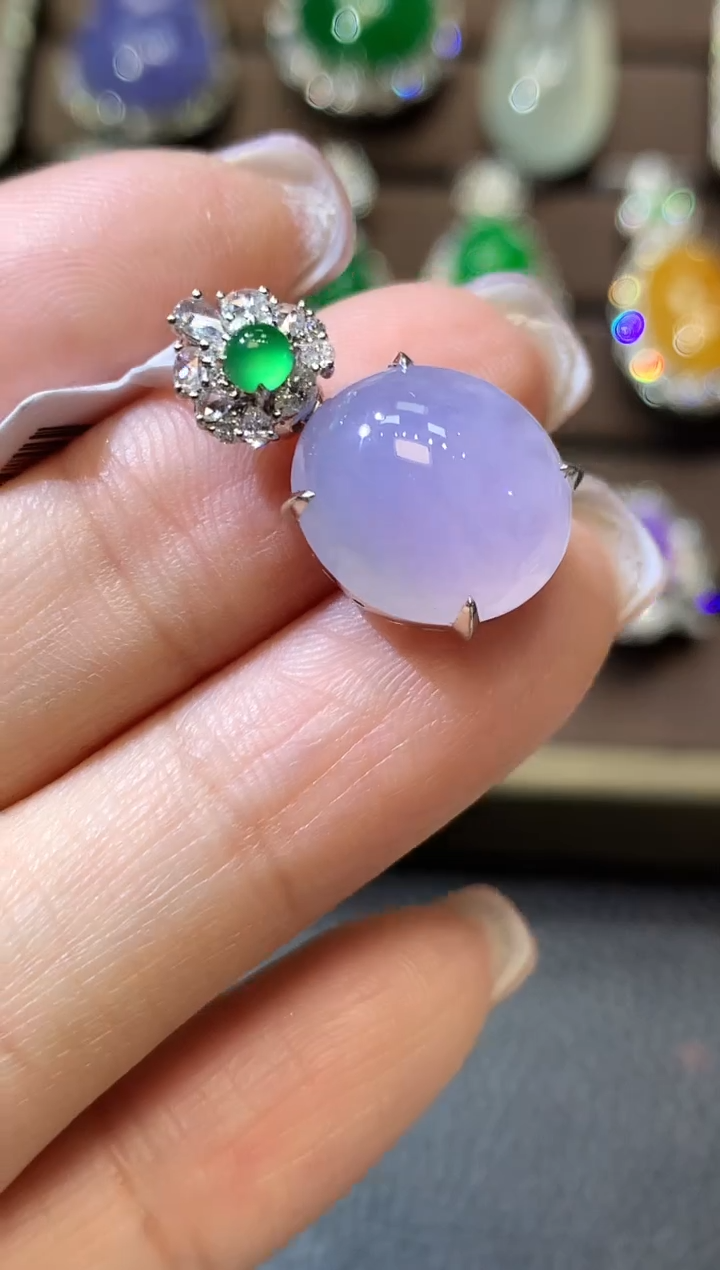 【闪购商品】翡翠吊坠(不含链)18K金镶嵌D16 紫货有一定色差