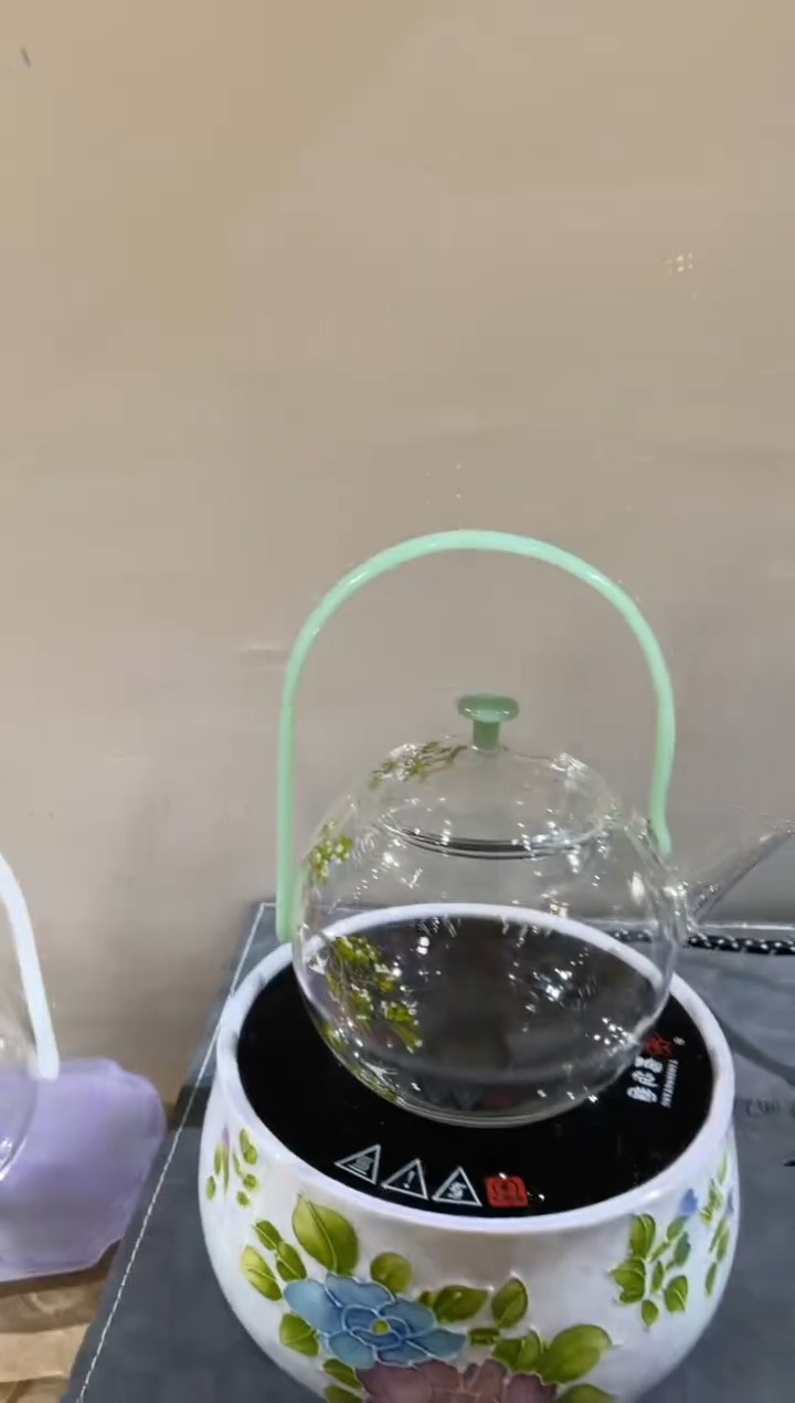 手工艺品玻璃抱月壶绿玉梨花