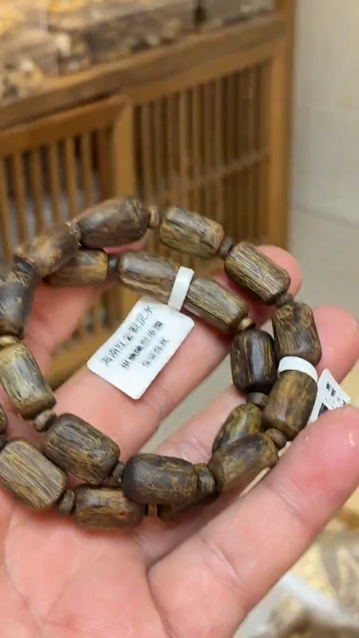 沉香手串 海南红金猊随型单圈沉水多样性发其一