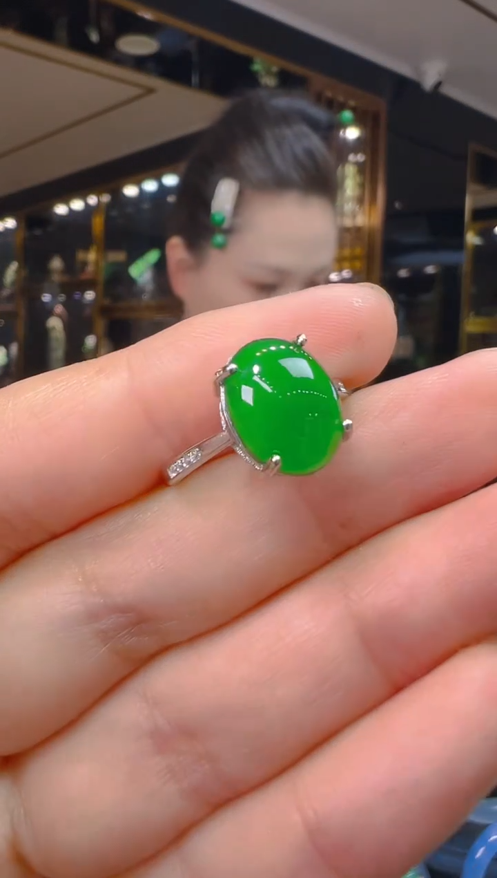 翡翠戒指银S925镶嵌090（多样性发其一）