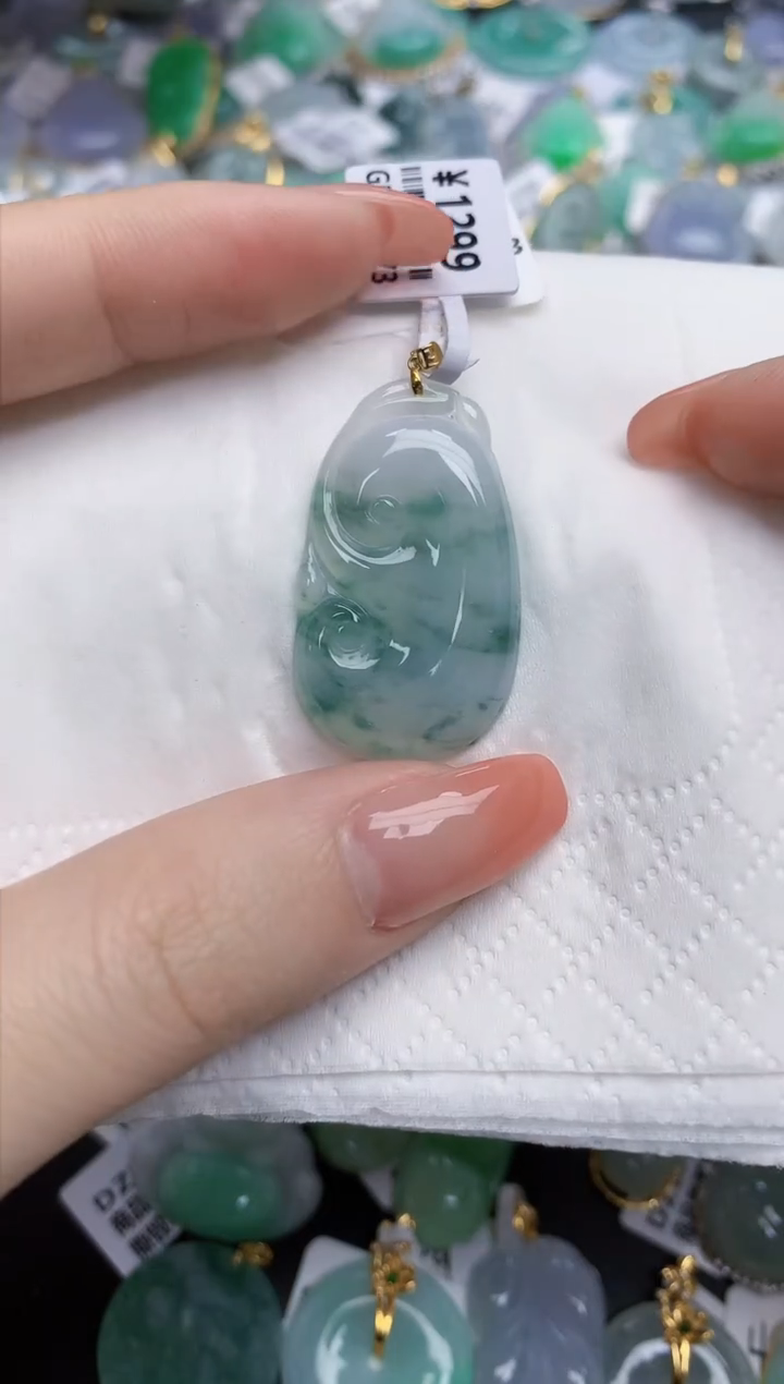 【闪购商品】翡翠颈饰18K金镶嵌天然缅甸翡翠A货