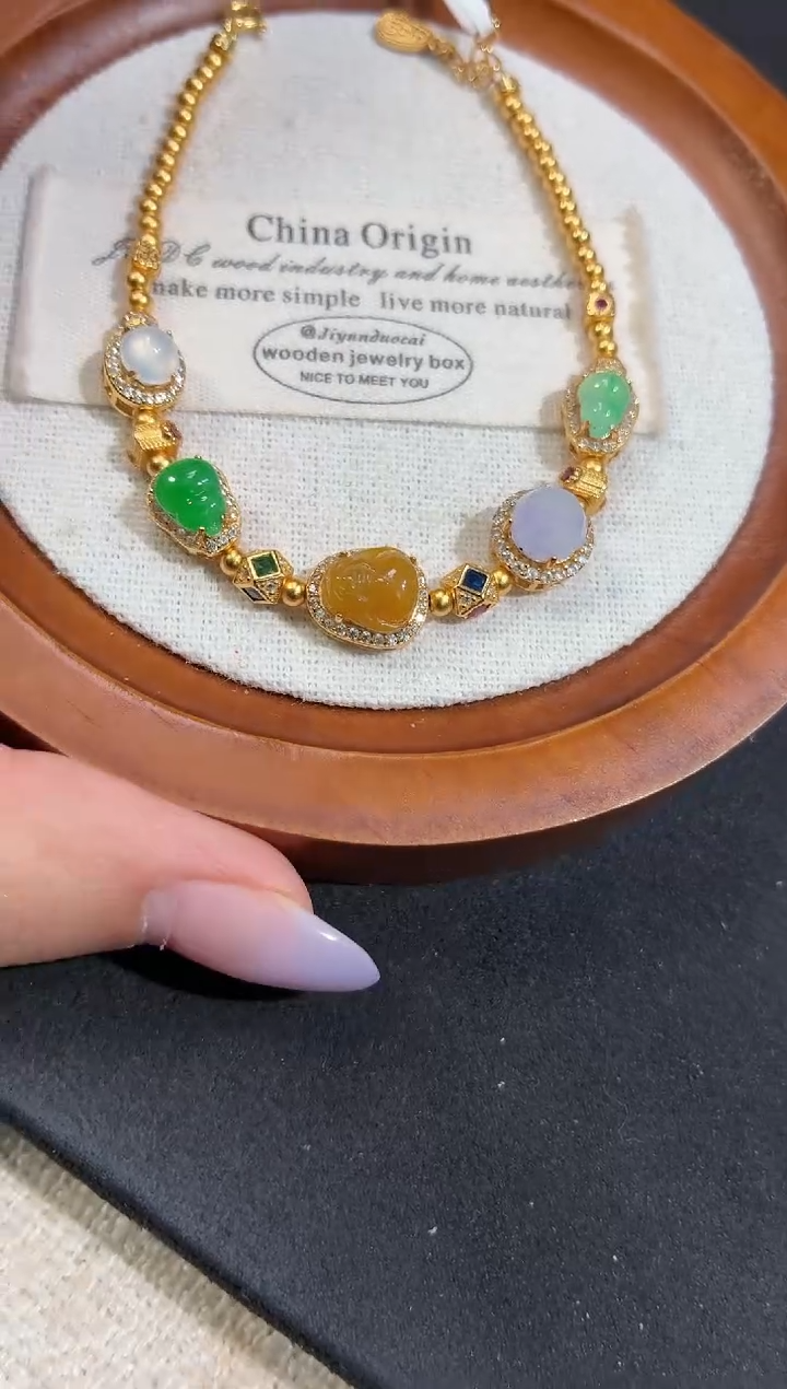 吊坠(不含链)银S925镶嵌翡翠手链