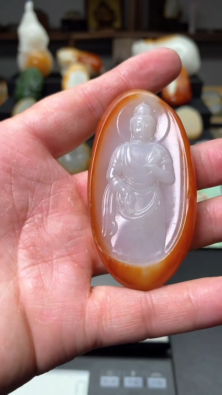 和田玉未镶嵌挂件素衣观音
