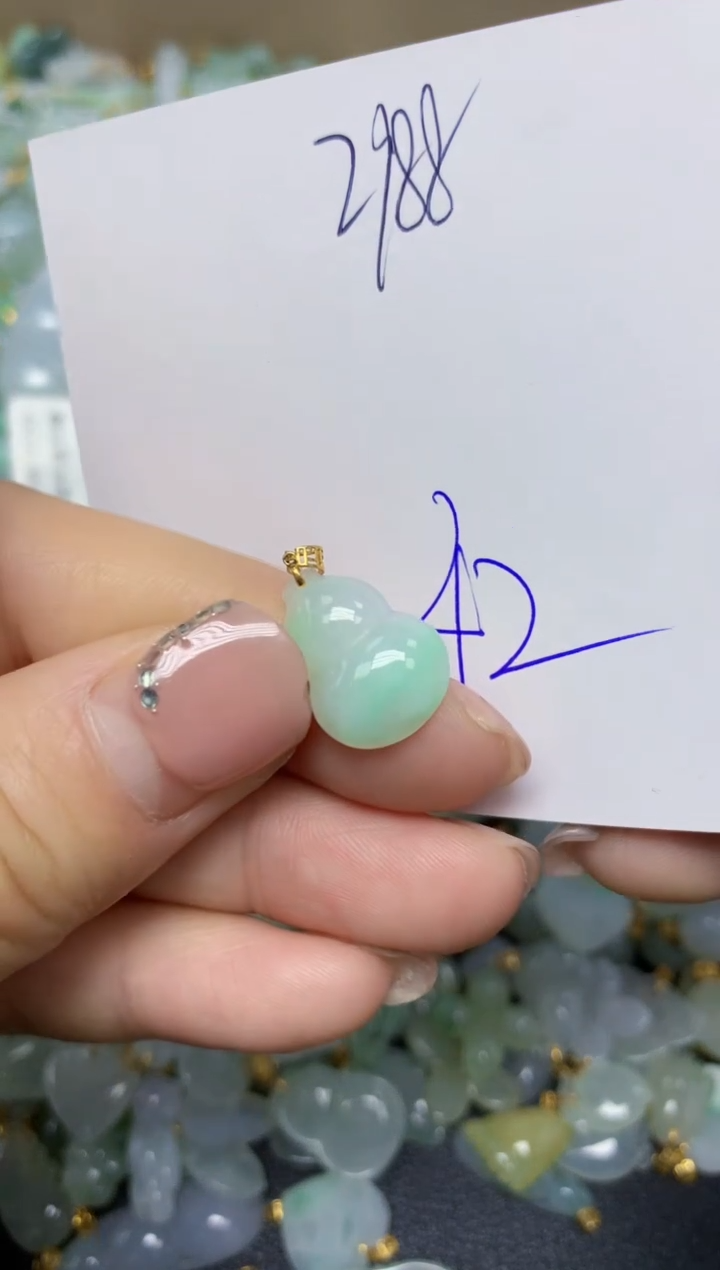 【闪购商品】翡翠挂件18K金镶嵌 天然翡翠A货