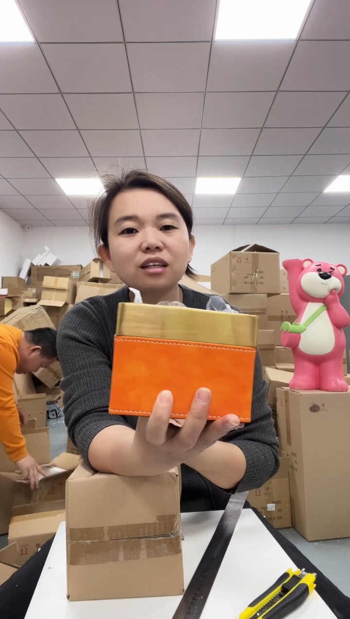 树脂橙色皮质单收纳