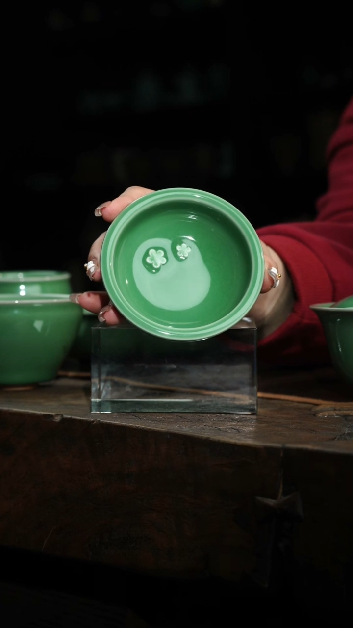 【闪购商品】瓷片陈蓉蓉 梅子青 普洱杯