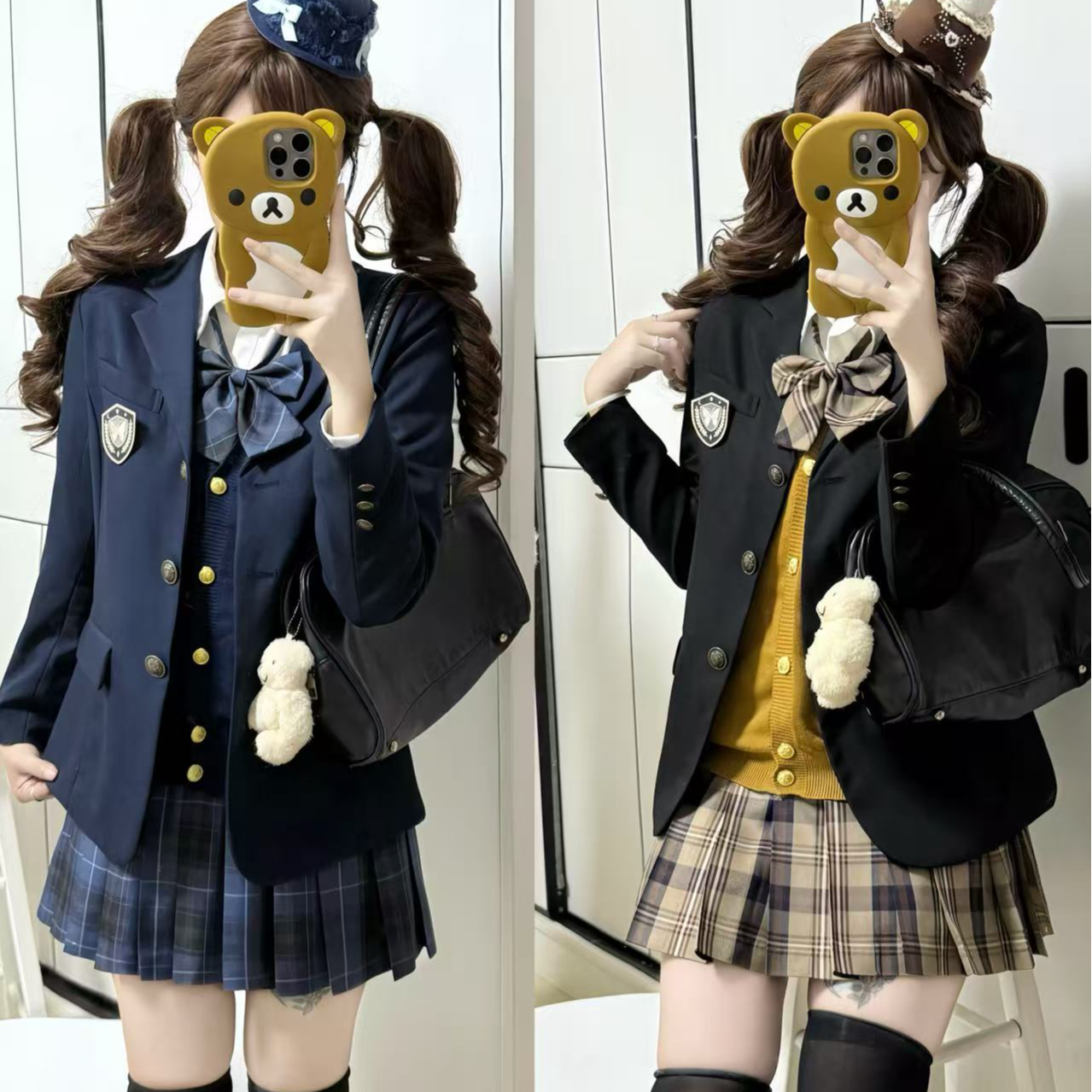 jk女制服正版收腰绀色西装外套三粒扣秋冬款学院黑色西服班服校服