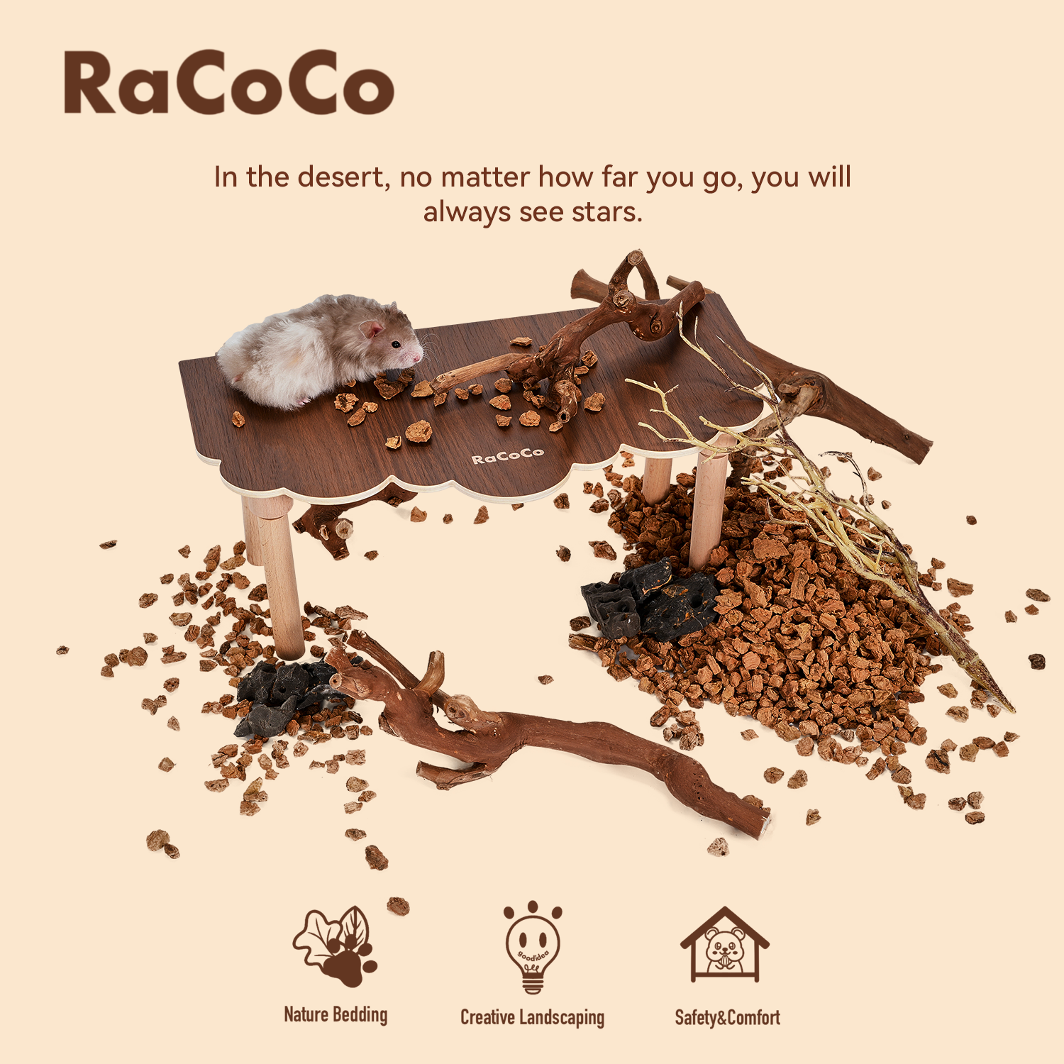 RACOCO金丝熊仓鼠造景平台家具二层躲避屋解闷玩具爬楼梯用品