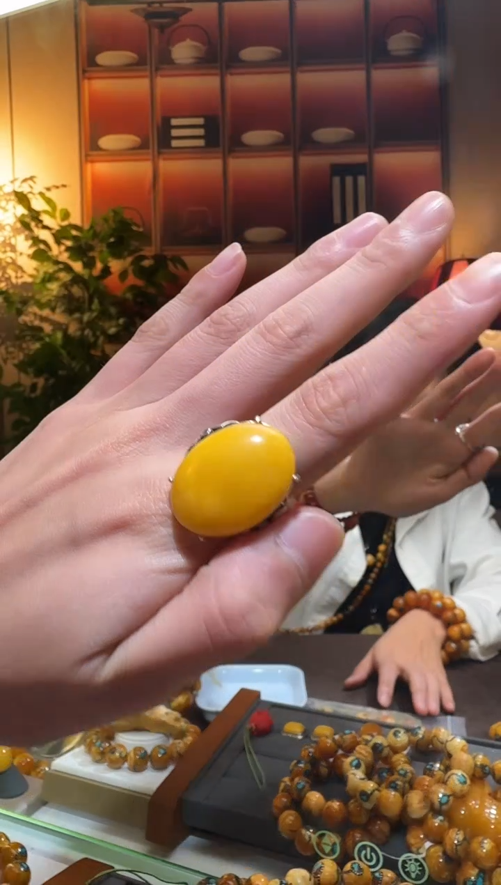 蜜蜡颈饰银S925镶嵌3025天然蜜蜡珠宝奇石