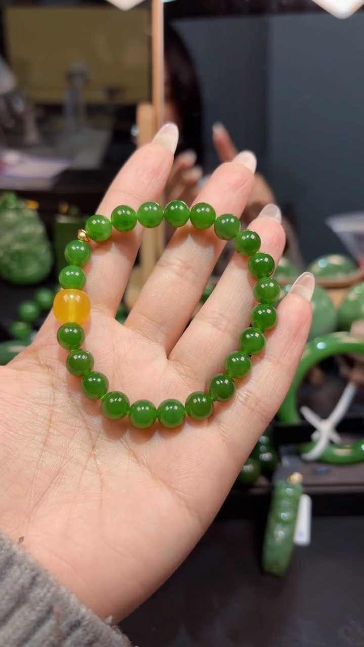 【闪购商品】和田玉（碧玉）手串银S925镶嵌1