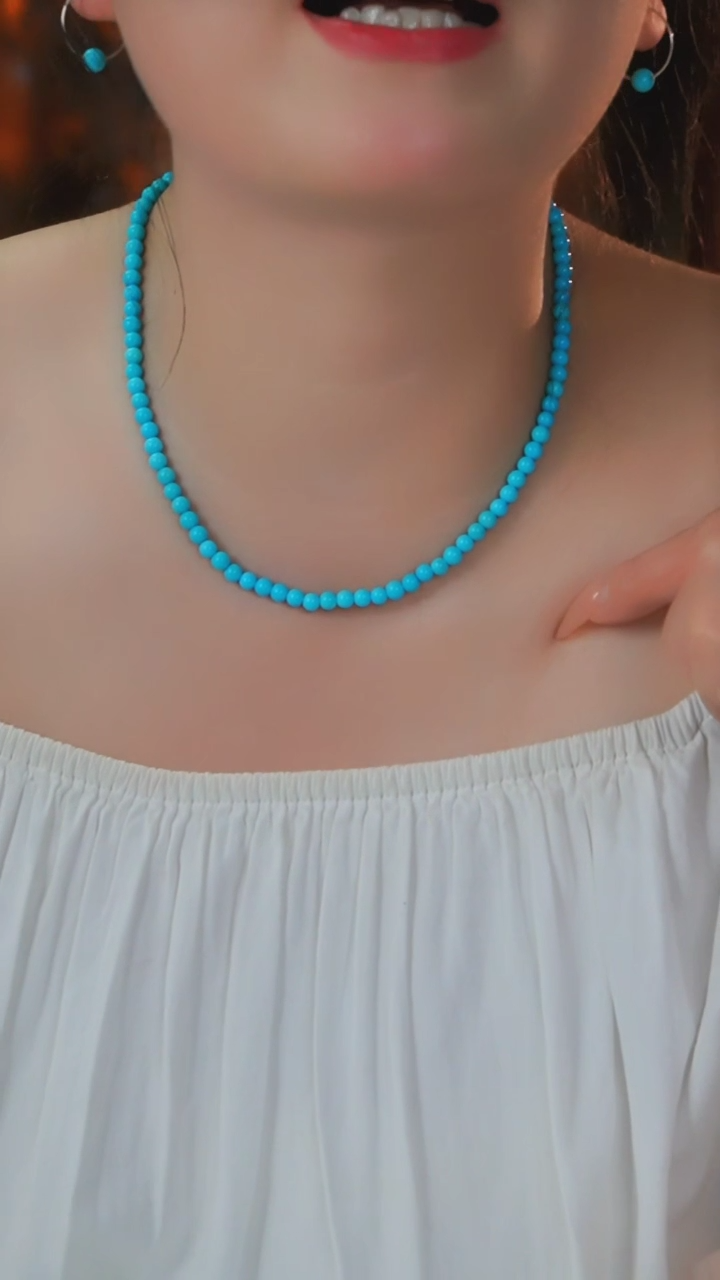 【闪购商品】绿松石项链银S925镶嵌发货一件5m