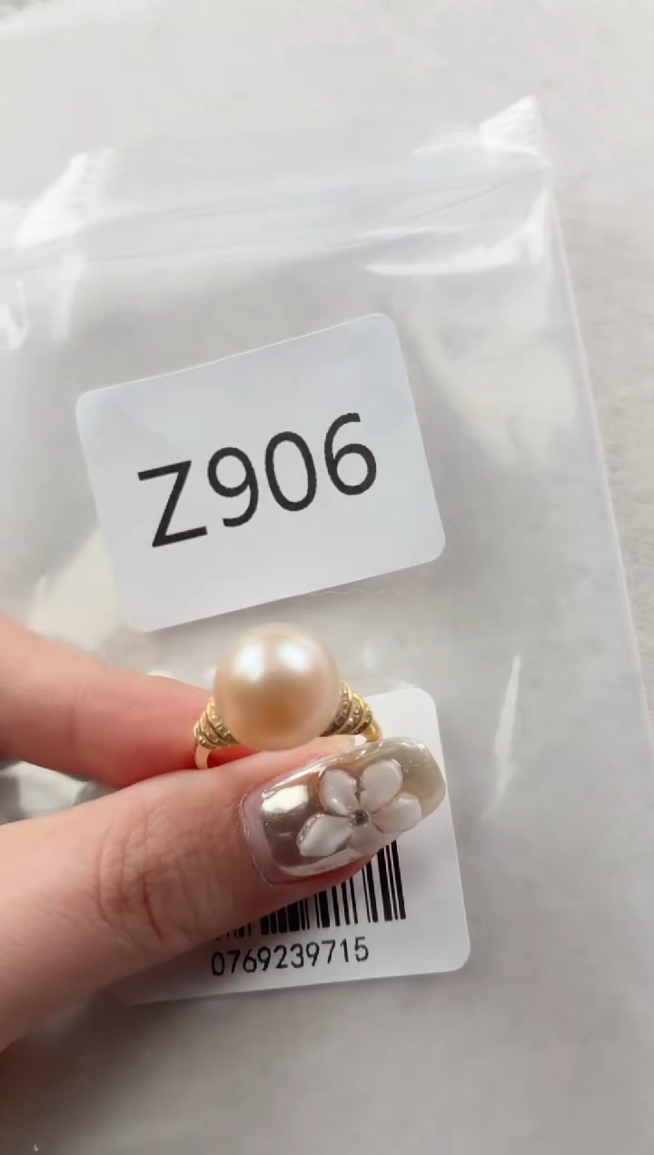 银S925镶嵌戒指海水珍珠Z906