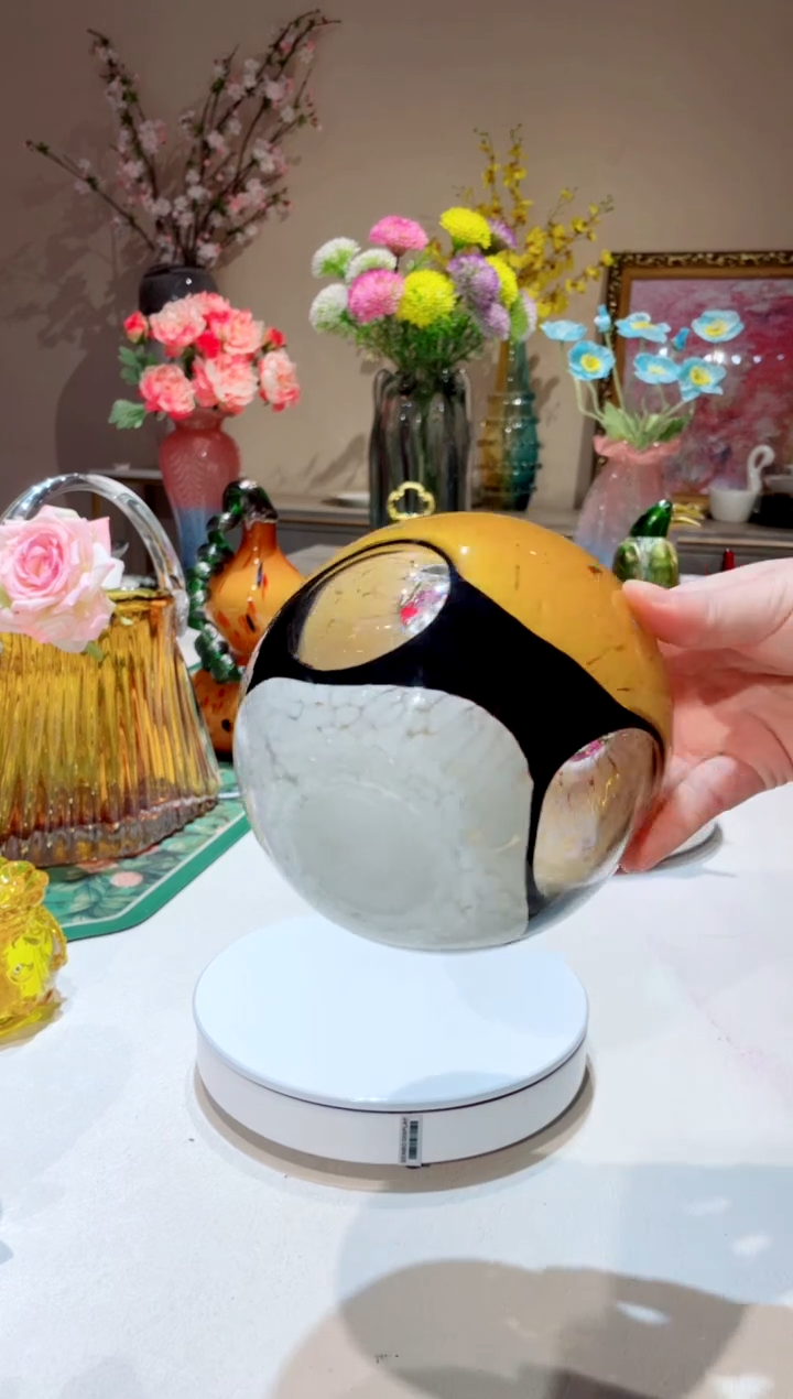 【闪购商品】琉璃手工艺品   金色开窗小花瓶 微瑕