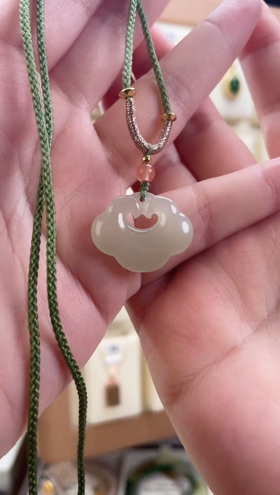 【闪购商品】和田玉颈饰未镶嵌和田玉如意平安锁22.6*18*5.5