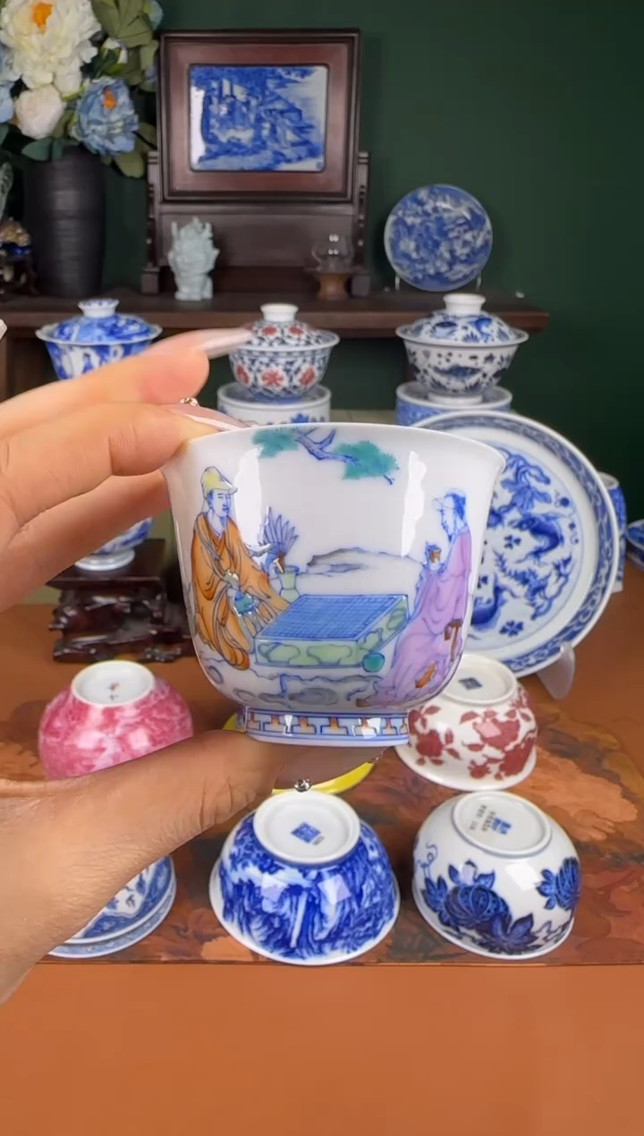 【闪购商品】杯景雨工坊   斗彩对弈 铃铛杯