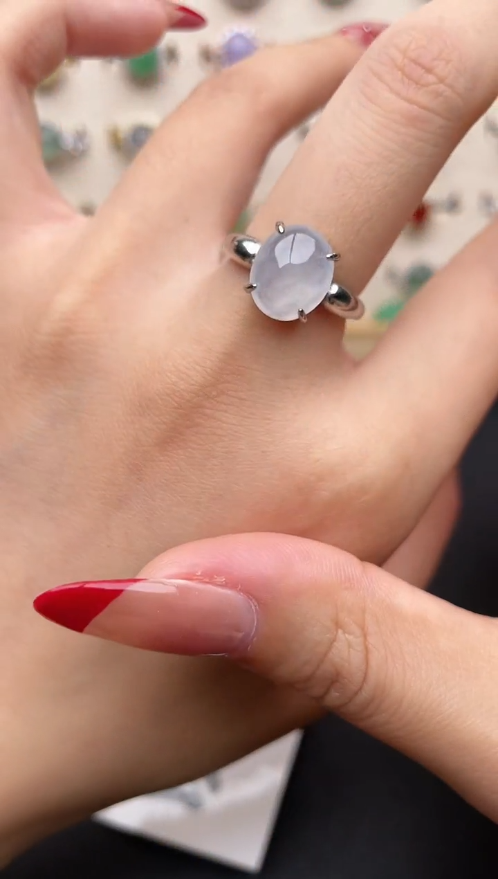 【闪购商品】翡翠戒指银S925镶嵌一物一证一礼盒