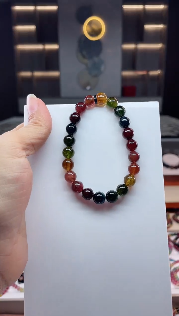 未镶嵌老矿碧玺单圈手串8mm+碧玺（多样性发一条）Q