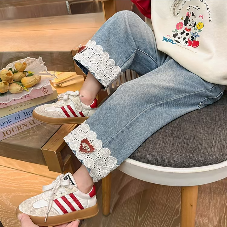 女童女孩牛仔裤春秋款中小童儿童裤子休闲宽松阔腿裤百搭宝宝长裤