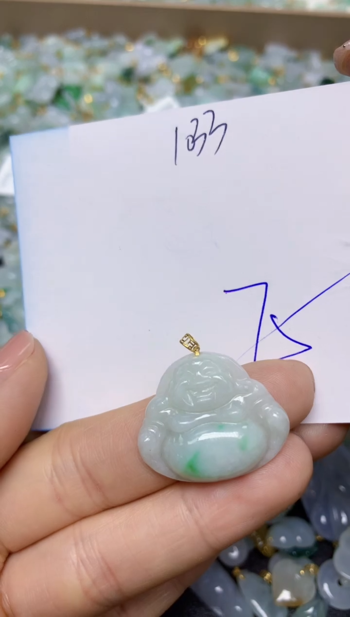 【闪购商品】翡翠挂件18K金镶嵌 天然翡翠A货