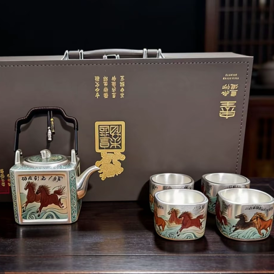 皇杰造物周鸿杰马到成功一壶四杯提梁壶套装