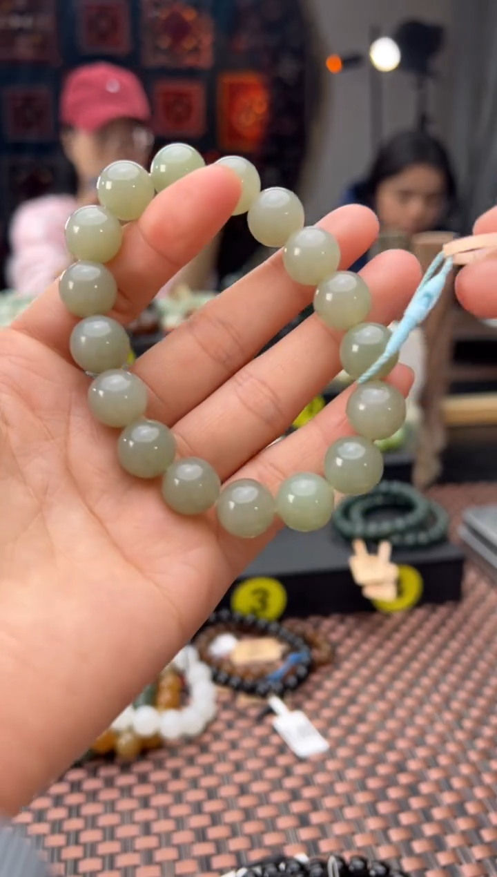 未镶嵌手串和田玉且末料青白玉手串卡12