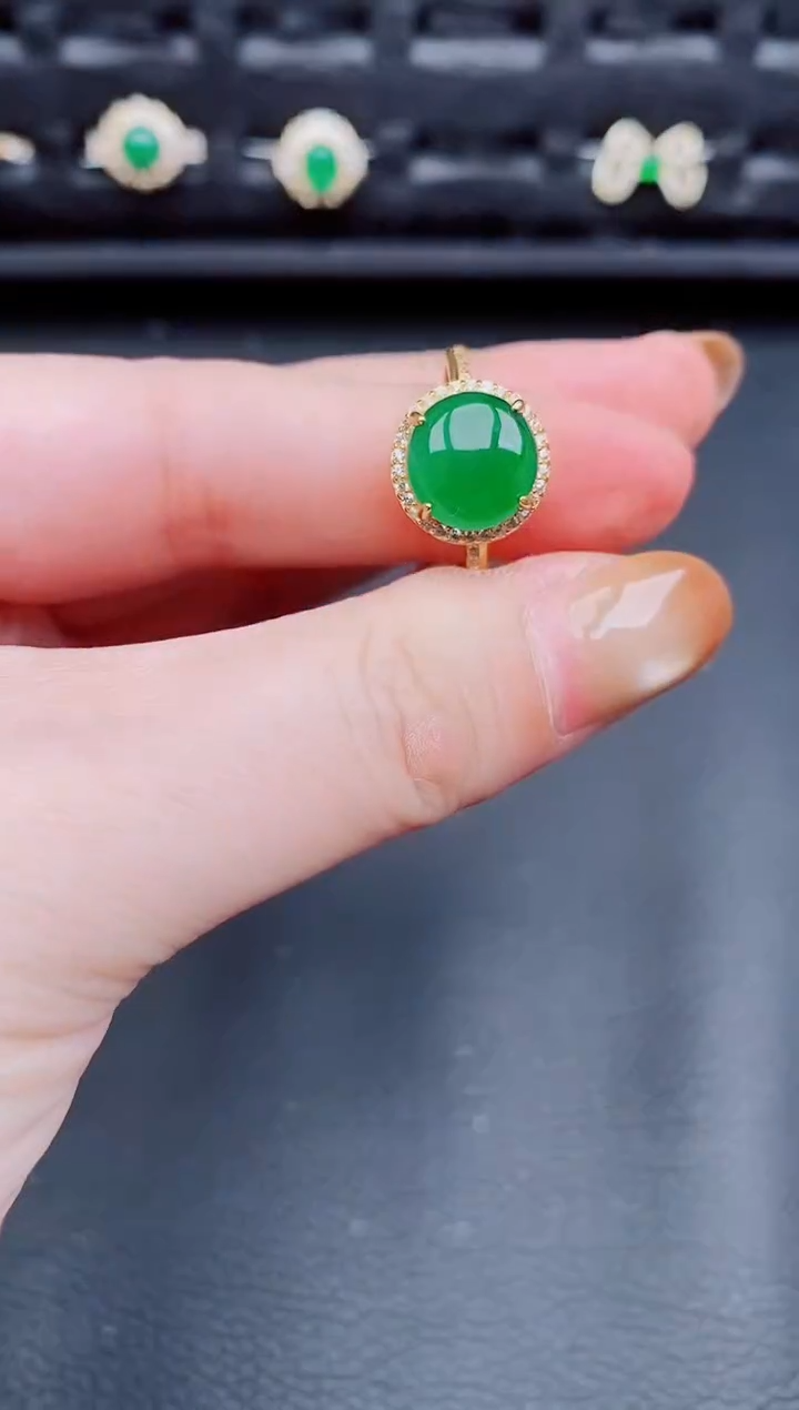 【闪购商品】翡翠戒指银S925镶嵌天然a货翡翠259