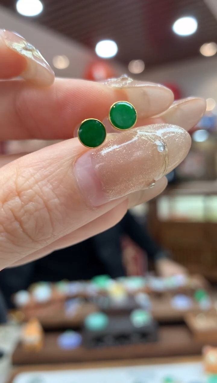 【闪购商品】翡翠耳饰18K金镶嵌耳钉多样性发货1件